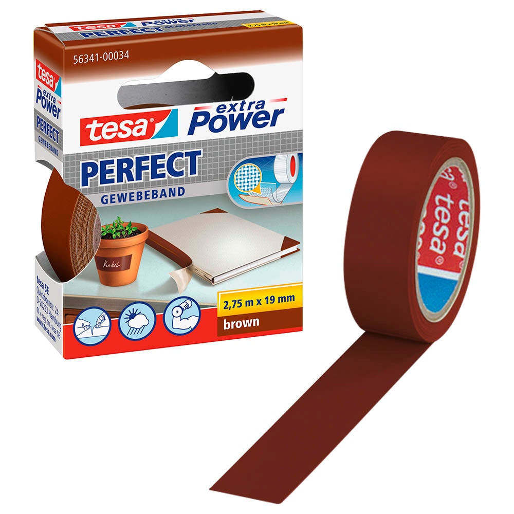 tesa-extra-power-perfect-gewebeband-braun-19-0-mm-x-2-75-m-1-rolle