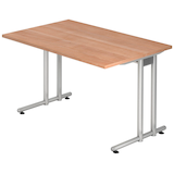 Artikelbild 1 für HAMMERBACHER Prokura Schreibtisch nussbaum rechteckig, C-Fuß-Gestell silber 120,0 x 80,0 cm, Artikelnummer 970699