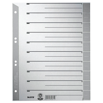 Artikelbild für LEITZ Trennblätter 1652 DIN A4 1-0 grau, 230 g/qm, 100 St., Artikelnummer 820043