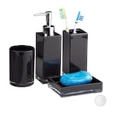 Artikelbild 1 für relaxdays Badaccessoires-Set schwarz, 1 Set, Artikelnummer 382954