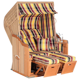 Artikelbild 1 für Sunny Smart® Strandkorb Rustikal 250 Plus braun, beige gestreift, dunkelgrün, beige Kunststoff, Holz, 9-teilig, Artikelnummer 876054