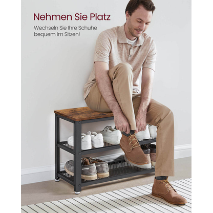 Artikelbild 5 für VASAGLE Schuhbank LBS73X braun, schwarz Holz 73,0 cm, Artikelnummer 262929