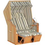 Artikelbild 1 für Sunny Smart® Strandkorb Rustikal 50 Plus grau, weiß, gestreift, beige Kunststoff, Holz, 7-teilig, Artikelnummer 876074