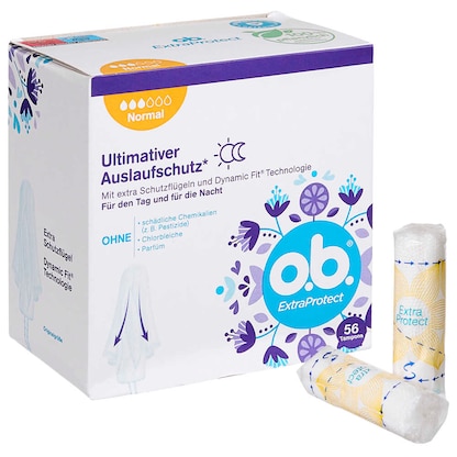 Artikelbild für o.b. Tampons ExtraProtect Normal für mittlere/stärkere Periode, 56 St., Artikelnummer 538007
