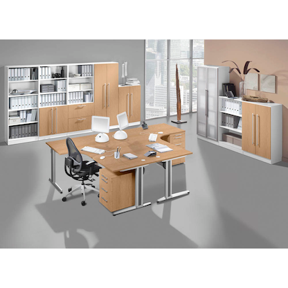 Artikelbild 4 für HAMMERBACHER Sira Standcontainer eiche 4 Auszüge Kunststoff-Relinggriff silber 42,8 x 80,0 x 72,0 - 76,0 cm, Artikelnummer 643078