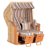 Artikelbild 1 für Sunny Smart® Strandkorb Rustikal 250 Plus beige gestreift, weiß, grau, beige Kunststoff, Holz, 9-teilig, Artikelnummer 876132