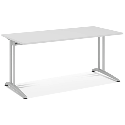 Artikelbild für HAMMERBACHER Altus Schreibtisch lichtgrau rechteckig, C-Fuß-Gestell silber 160,0 x 80,0 cm, Artikelnummer 203380