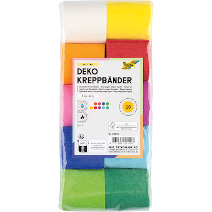 Artikelbild für folia Krepppapier Dekobänder farbsortiert 32,0 g/qm 10 Rollen, Artikelnummer 776319