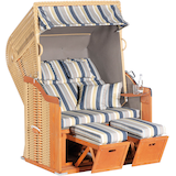 Artikelbild 1 für Sunny Smart® Strandkorb Rustikal 255 Plus blau, creme gestreift, weiß, beige Kunststoff, Holz, 9-teilig, Artikelnummer 876142