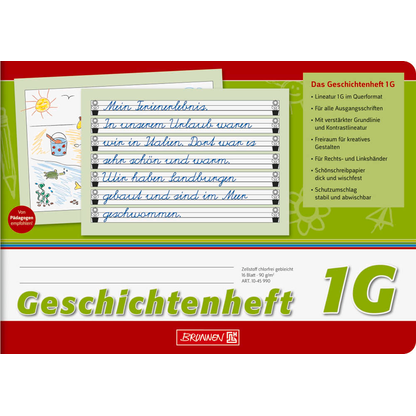 Artikelbild für BRUNNEN Geschichtenheft Lineatur 1G liniert DIN A5 quer ohne Rand, 16 Blatt, 1 St., Artikelnummer 972214