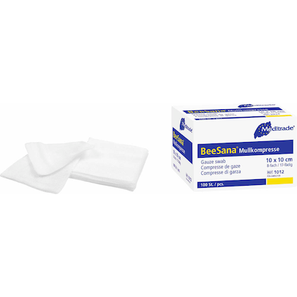 Artikelbild für Meditrade® Mull-Kompressen BeeSana® 1012 weiß 10,0 x 10,0 cm, 100 St., Artikelnummer 242176