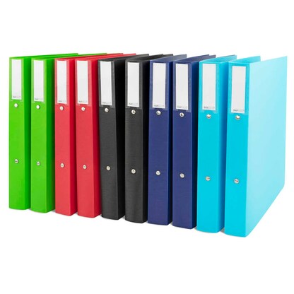 Artikelbild 2 für RAPESCO® ECO Ringbuch 2-Ringe je 2x grün, rot, schwarz, dunkelblau, hellblau 3,8 cm DIN A4, 10 St., Artikelnummer 782674