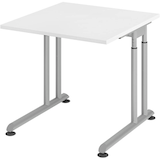 Artikelbild 1 für HAMMERBACHER ZS08 höhenverstellbarer Schreibtisch weiß quadratisch, C-Fuß-Gestell silber 80,0 x 80,0 cm, Artikelnummer 991844