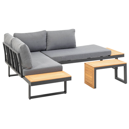 Artikelbild 10 für greemotion Loungegruppe Samara grau, anthrazit Holz, Metall, 8-teilig, Artikelnummer 422851