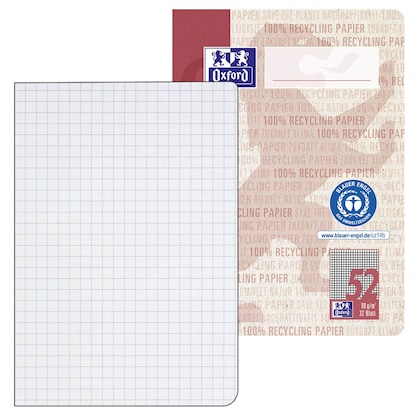 Artikelbild für OXFORD Schulhefte Recycling Lineatur 52 kariert DIN A6 ohne Rand, 32 Blatt, 1 St., Artikelnummer 704233