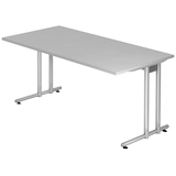 Artikelbild 1 für HAMMERBACHER NS16 Schreibtisch lichtgrau rechteckig, C-Fuß-Gestell silber 160,0 x 80,0 cm, Artikelnummer 865422