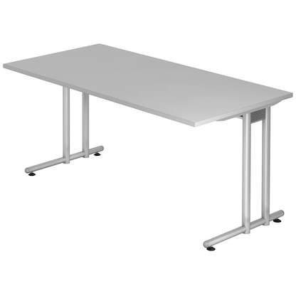 Artikelbild für HAMMERBACHER NS16 Schreibtisch lichtgrau rechteckig, C-Fuß-Gestell silber 160,0 x 80,0 cm, Artikelnummer 865422