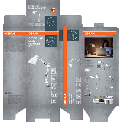 Artikelbild 6 für OSRAM Office Line Desk Pear Clip E27 LED Schreibtischlampe weiß 11 W mit Tischklemme, Artikelnummer 710149
