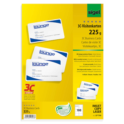 Artikelbild 2 für SIGEL Visitenkarten LP798 satiniert weiß 225 g/qm, 100 St., Artikelnummer 780494