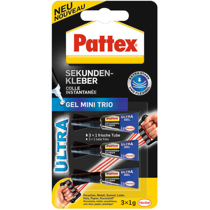 Artikelbild für Pattex Gel Mini Trio Sekundenkleber 1,0 g, 3 St., Artikelnummer 103404