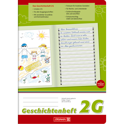 Artikelbild für BRUNNEN Geschichtenheft Lineatur 2G liniert DIN A4 ohne Rand, 16 Blatt, 1 St., Artikelnummer 972253