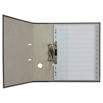 Artikelbild 2 für LEITZ Ordnerregister 1282 DIN A4 Vollformat, Überbreite 1-12 grau 12-teilig, 1 Satz, Artikelnummer 184655