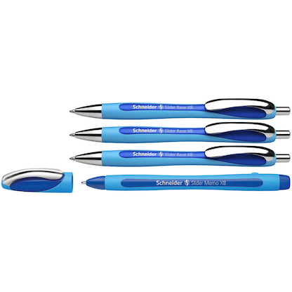 Artikelbild 3 für AKTION: Schneider Kugelschreiber Slider Rave XB hellblau/dunkelblau, Schreibfarbe: blau, 3 St. + GRATIS Schneider Kugelschreiber Slider Memo XB, Artikelnummer 888592
