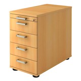 Artikelbild 1 für HAMMERBACHER Solid SC50 Standcontainer buche 5 Auszüge Metall-Stangengriff chrom, gebürstet 42,8 x 80,0 x 72,0 - 76,0 cm, Artikelnummer 593850