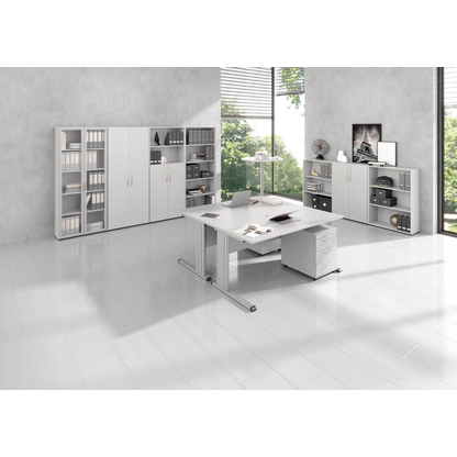 Artikelbild 4 für HAMMERBACHER Inader Schreibtisch lichtgrau rechteckig, C-Fuß-Gestell silber 180,0 x 80,0 cm, Artikelnummer 842075