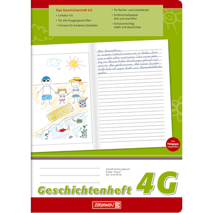 Artikelbild für BRUNNEN Geschichtenheft Lineatur 4G liniert DIN A4 ohne Rand, 16 Blatt, 1 St., Artikelnummer 972277