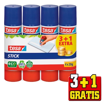 Artikelbild für 3 + 1 GRATIS: tesa ecoLogo Klebestifte 20,0 g, 3 St. + GRATIS 1 St., Artikelnummer 675124