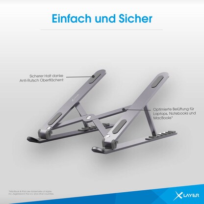 Artikelbild 7 für XLAYER Laptop-Ständer Foldable grau, Artikelnummer 605417
