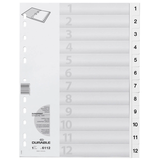 Artikelbild 1 für DURABLE Ordnerregister DIN A4 Vollformat 1-12 weiß 12-teilig, 1 Satz, Artikelnummer 433359