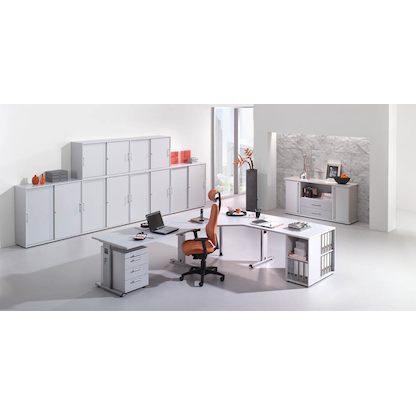 Artikelbild 5 für HAMMERBACHER Verbindungsplatte VLE91 lichtgrau, dreieckig abgerundet 80,0 x 80,0 x 2,5 cm, Artikelnummer 656393