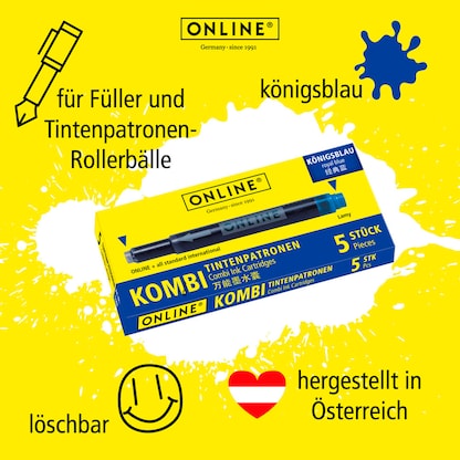 Artikelbild 6 für ONLINE® Tintenpatronen für Füller 17026 königsblau, 20 St., Artikelnummer 283802