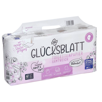 Artikelbild 2 für GLÜCKSBLATT Toilettenpapier samtweich 4-lagig, 8 Rollen, Artikelnummer 671822