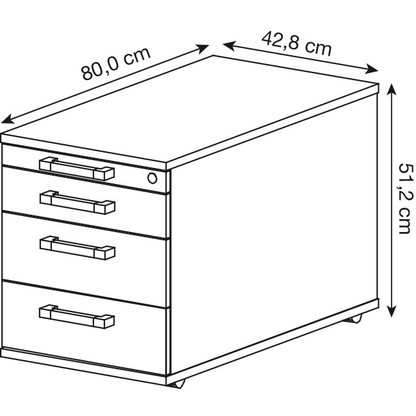 Artikelbild 2 für HAMMERBACHER Solid TC30 Rollcontainer lichtgrau 4 Auszüge 42,8 x 80,0 x 51,2 cm, Artikelnummer 399480