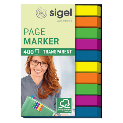 Artikelbild für SIGEL TRANSPARENT Haftmarker farbsortiert 10x 40 Streifen, Artikelnummer 144964