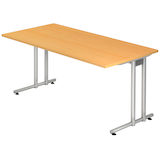 Artikelbild 1 für HAMMERBACHER NS16 Schreibtisch buche rechteckig, C-Fuß-Gestell silber 160,0 x 80,0 cm, Artikelnummer 864797