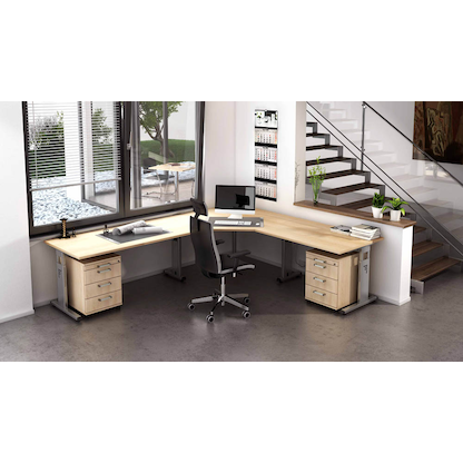 Artikelbild 5 für HAMMERBACHER Verbindungsplatte VLE91 eiche, dreieckig abgerundet 80,0 x 80,0 x 2,5 cm, Artikelnummer 656431