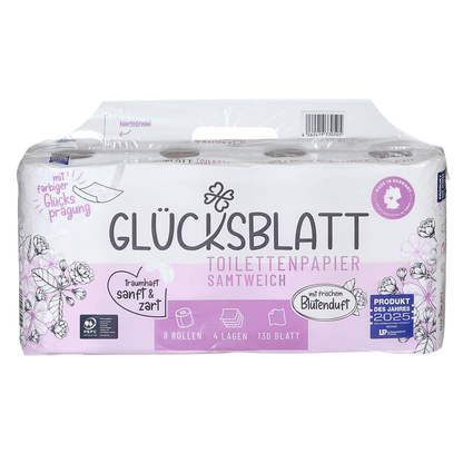 Artikelbild 3 für GLÜCKSBLATT Toilettenpapier samtweich 4-lagig, 8 Rollen, Artikelnummer 671822