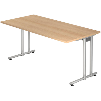 Artikelbild für HAMMERBACHER NS16 Schreibtisch eiche rechteckig, C-Fuß-Gestell silber 160,0 x 80,0 cm, Artikelnummer 863771