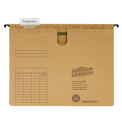 Artikelbild 2 für office discount Hängehefter Karton naturbraun DIN A4 1x kaufmännische Heftung, 50 St., Artikelnummer 501684