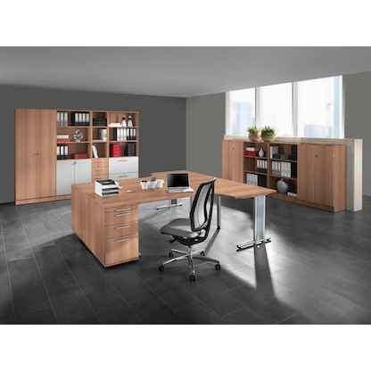 Artikelbild 4 für HAMMERBACHER Prokura Standcontainer nussbaum 5 Auszüge Kunststoff-Stangengriff silber 42,8 x 80,0 x 72,0 - 76,0 cm, Artikelnummer 971036