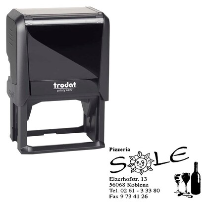 Artikelbild für trodat Textstempel, individualisierbar printy 4927 selbstfärbend schwarz Logo möglich, 1 St. - Direkt online personalisieren, Artikelnummer 640593