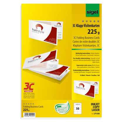 Artikelbild 2 für SIGEL Visitenkarten LP838 satiniert weiß 225 g/qm, 50 St., Artikelnummer 120063