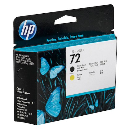 Artikelbild 2 für HP 72(C9384A) schwarz matt, gelb Druckkopf, Artikelnummer 270264