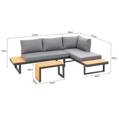 Artikelbild 11 für greemotion Loungegruppe Samara grau, anthrazit Holz, Metall, 8-teilig, Artikelnummer 422851