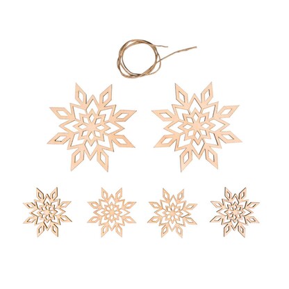 Artikelbild für Rayher Deko-Anhänger Holz-Schneeflocken natur 6 St., Artikelnummer 628997