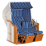Artikelbild 1 für Sunny Smart® Strandkorb Rustikal 250 Plus blau, dunkelblau, gestreift, weiß, weiß Kunststoff, Holz, 9-teilig, Artikelnummer 875973